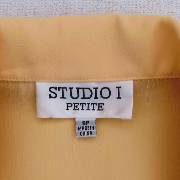 STUDIO I Suit of Black Floral Dress & Yellow Jacket, size 8p - Picture 15 of 16